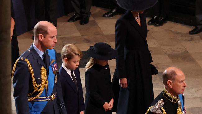 The Prince and Princess of Wales with their children attend the Queen’s funeral. Picture: AFP