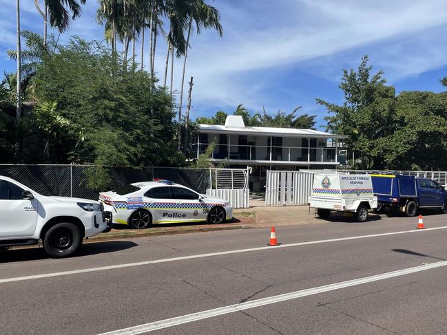 The scene outside a home on Trower Rd, Millner where an international student was left to die after a home invasion. Picture: Bethany Griffiths