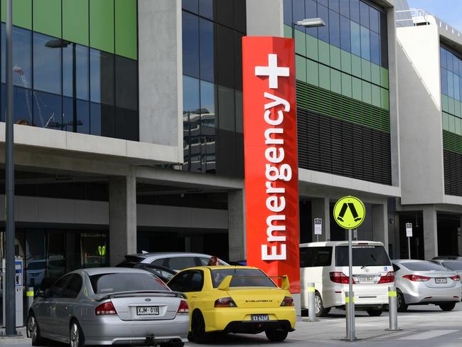 29.8.18- Ambulances are banked up in the emergency section of the Royal Adelaide Hospital. Picture: Bianca De Marchi