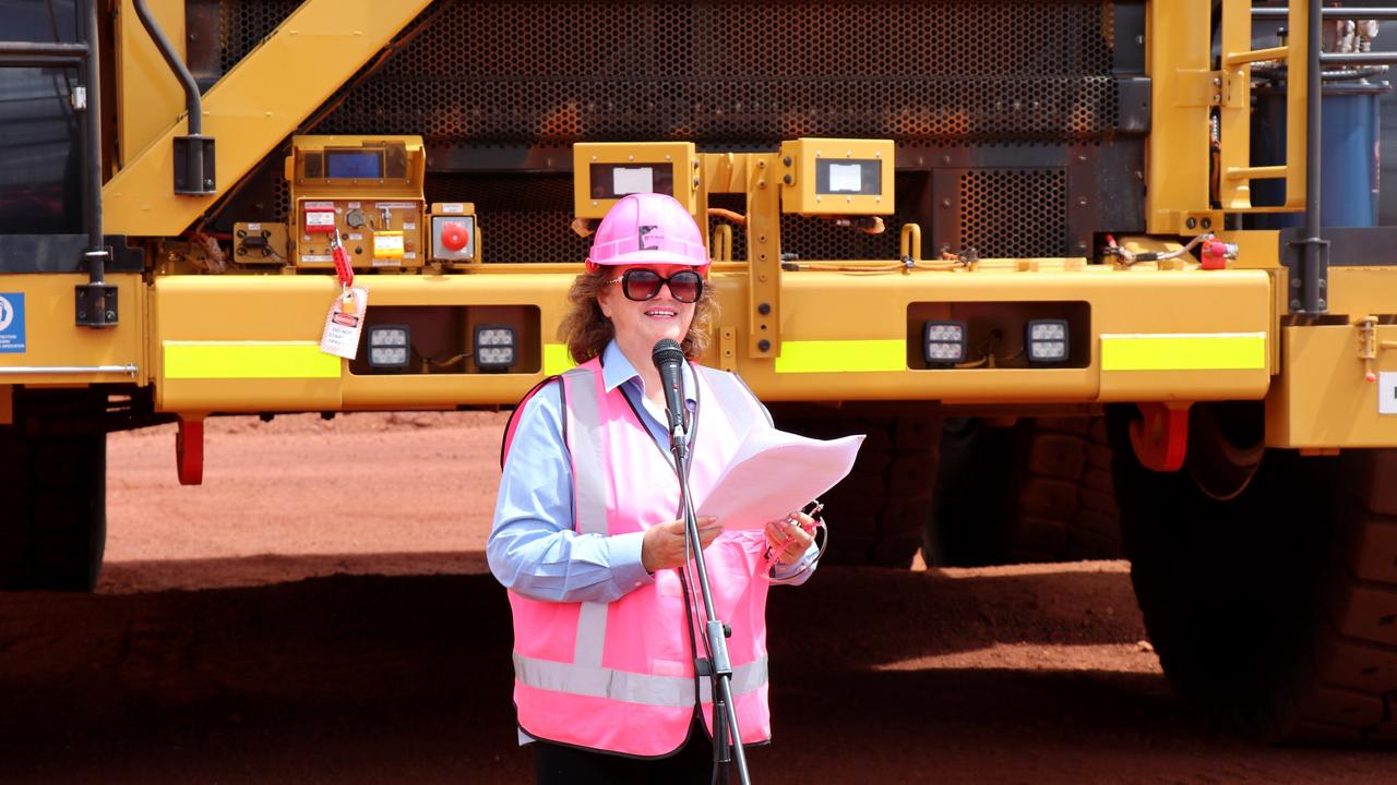 Gina Rinehart at her Roy Hill mine.