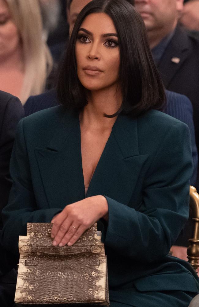 ‘Stressing a little.’ Kim Kardashian has revealed why she failed the baby bar exam. Picture: AFP