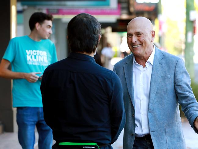 TNL (The New Liberals) candidate, Victor Kline campaigning in Northbridge for the seat of North Sydney currently held by Liberal candidate Trent Zimmerman.Jane Dempster/The Australian.