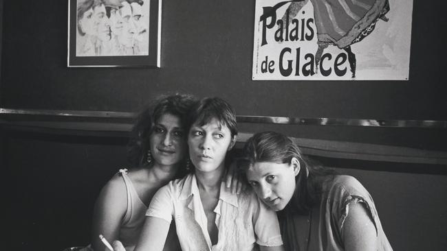 Verra Plevnic, Candy Raymond and Suzie Parker at the Kings Cafe, Sydney, 1981. The image is part of the Viewfinder exhibition at the National Library of Australia. Picture: Robert McFarlane.