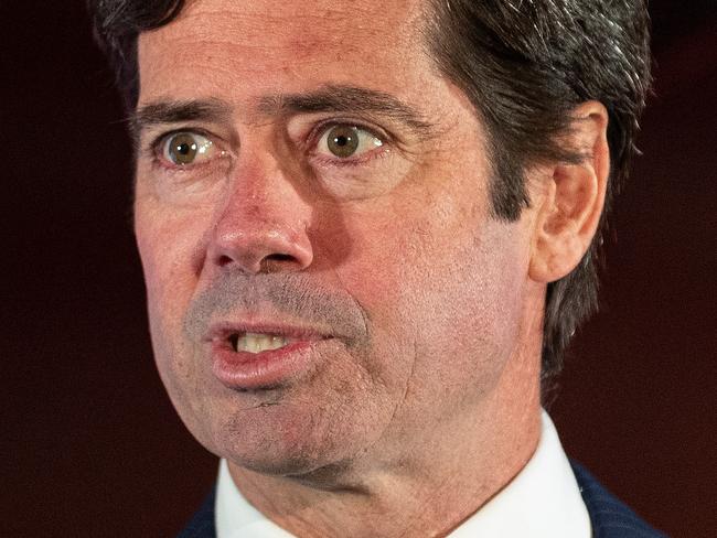 MELBOURNE, AUSTRALIA - FEBRUARY 04: AFL CEO, Gillon McLachlan speaks during the 2020 AFLW Season Launch at the University of Melbourne on February 04, 2020 in Melbourne, Australia. (Photo by Daniel Pockett/AFL Photos via Getty Images)