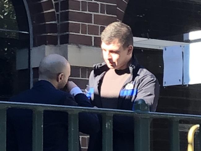 Filip Maslanka (right), 31, a house painter of Waverley, outside Manly Local Court where he was sentenced for high range drink driving after he flipped his speeding ute in front of shocked cops. Picture: Jim O'Rourke