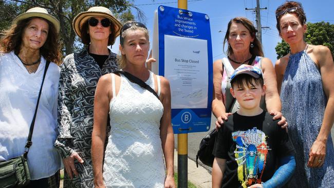 MISSED THE BUS: Far from impressed about the new bus network changes introduced around the Tweed are Bilambil Heights residents Phoenix, El Grand, Nicole Reynolds, Levi Reece, Leoni Rae and Mario Theo. Photo: WENDY POWICK