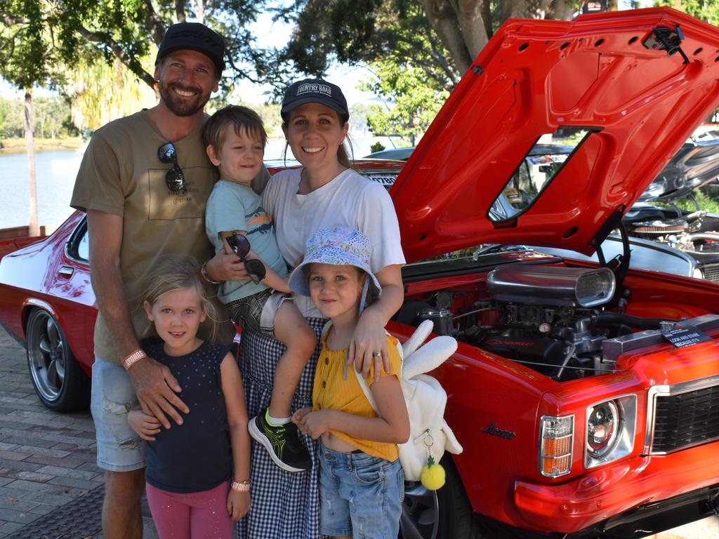 The McDouall family - Mitch, Aleisha, Ruby, Max and Evy - at day three of Rockynats 2022.