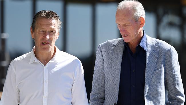 Broncos coach Wayne Bennett (right) and Storm coach Craig Bellamy. Photo: AAP