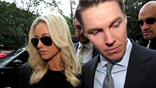 Oliver Curtis and wife Roxy Jacenko arriving at Supreme Court yesterday.