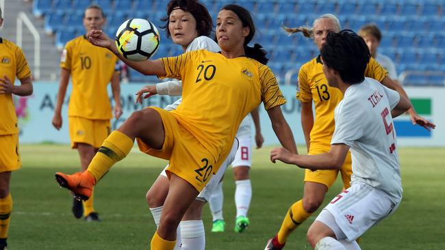 Sam Kerr is on the shortlist for the women’s Ballon d’Or. Picture: AFP.