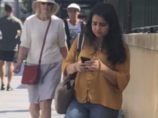 Kanishka Chaudhari, 24, of North Sydney, outside Manly Local Court on Thursday, where she is facing 14 counts of dishonestly obtain property by deception for allegedly taking money from Camperdown Cellars.