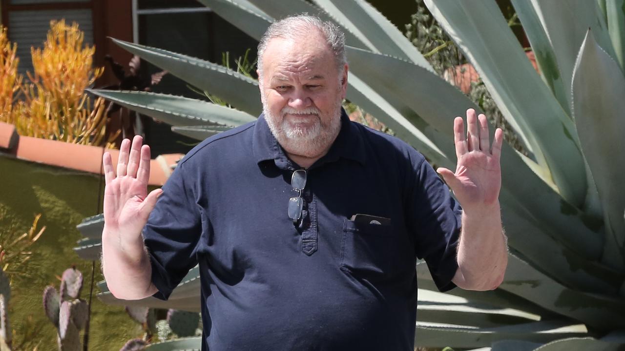 Meghan Markle's father Thomas Markle drops off flowers at Meghan's mother Doria Ragland home days before the wedding. Picture: Rachpoot/MEGA TheMegaAgency.com