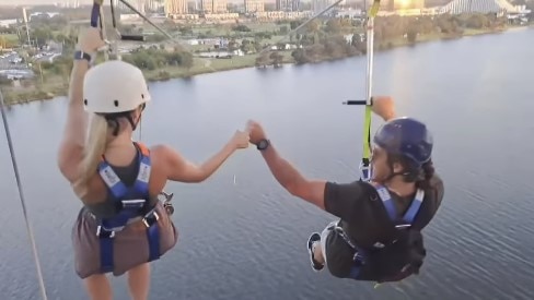 In her Instagram story, she revealed Mr Robinson would buy experiences they could share together, including a zipline across the Swan River in Perth. Picture: Supplied / Instagram