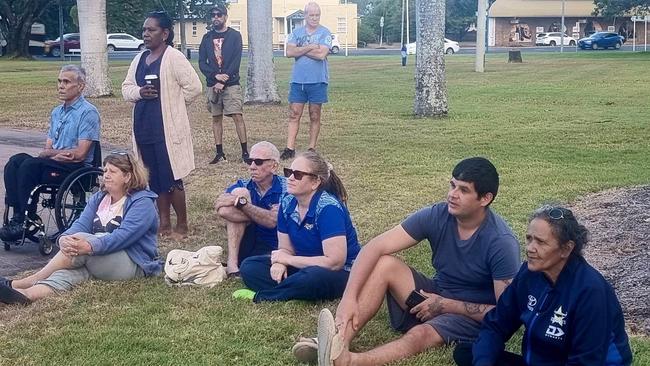 Members of the crowd at an Indigenous gathering at Central Park in Rockhampton on May 12.