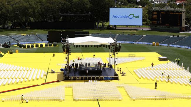 And the boxing ring ready for the rumble. Picture Sarah Reed