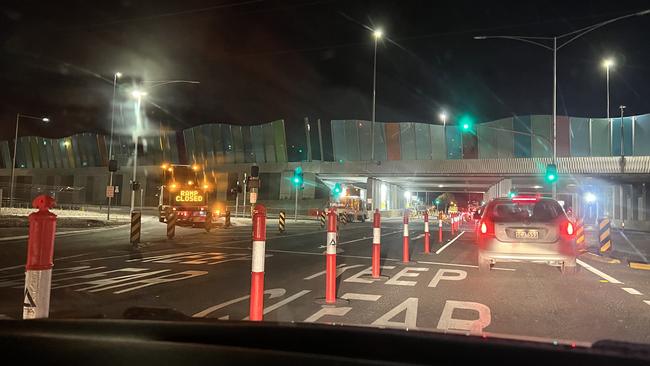 Bright lights and machinery fill the suburban streets of Footscray and Seddon at the Westgate Tunnel Project. Picture: Gemma Scerri.