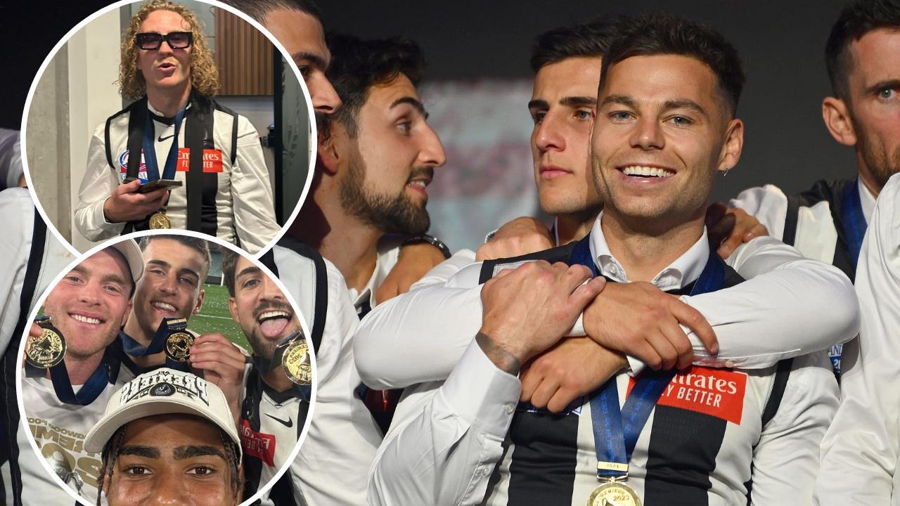 How the Magpies celebrated their premiership success.