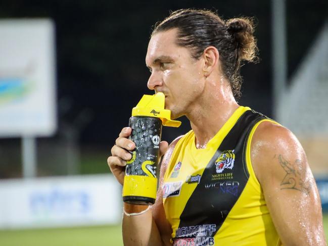 The Nightcliff Tigers lost for the first time in the 2020-21 season against St Mary’s despite a three goal effort from Cameron Illet. Picture: Celina Whan/AFLNT Media