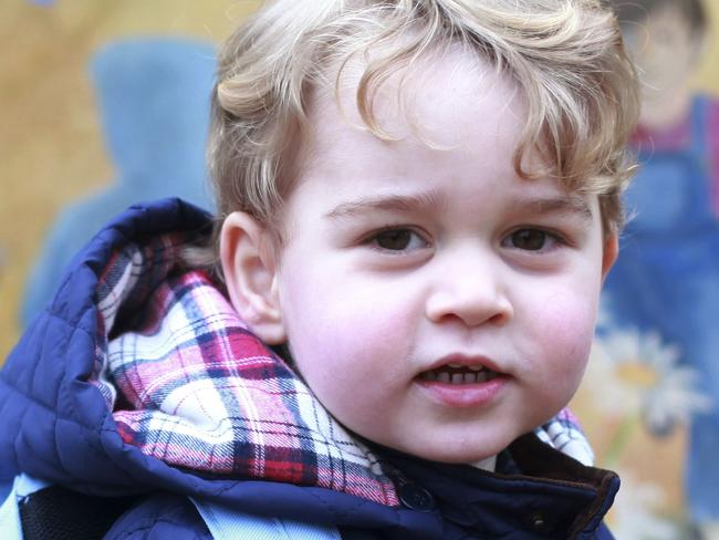 UPLOADED IMAGE - A handout picture released by Kensington Palace on January 6, 2016 shows Britain's Prince George of Cambridge on his first day at the Westacre Montessori nursery school near Sandringham in Norfolk, eastern England, on January 6, 2016. The photograph of the third in the line to the throne, Prince George, was taken by his mother Catherine, Duchess of Cambridge as she and Prince William dropped him off for his first day at nursery. RESTRICTED TO EDITORIAL USE - MANDATORY CREDIT " AFP PHOTO / HRH DUCHESS OF CAMBRIDGE " - NO MARKETING NO ADVERTISING CAMPAIGNS - NO SALES - RESTRICTED TO SUBSCRIPTION USE - NO COMMERCIAL USE - DISTRIBUTED AS A SERVICE TO CLIENTS