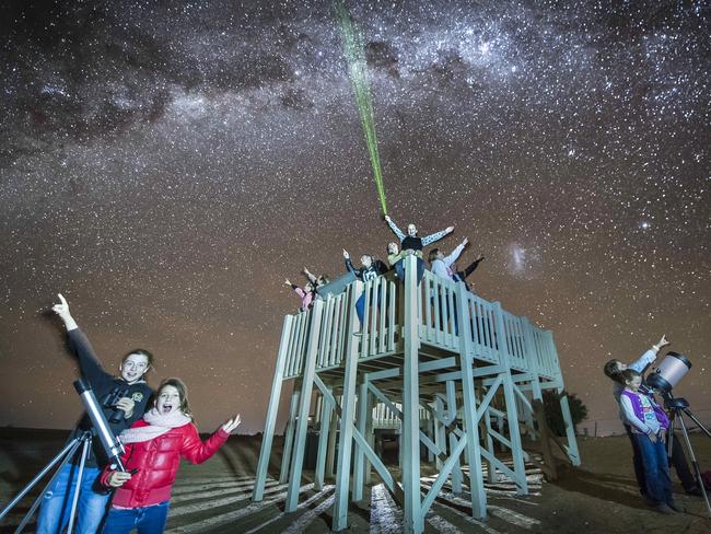 Kate and Jenna Alday with other Sea Lake locals check out the stars. Picture: Jason Edwards