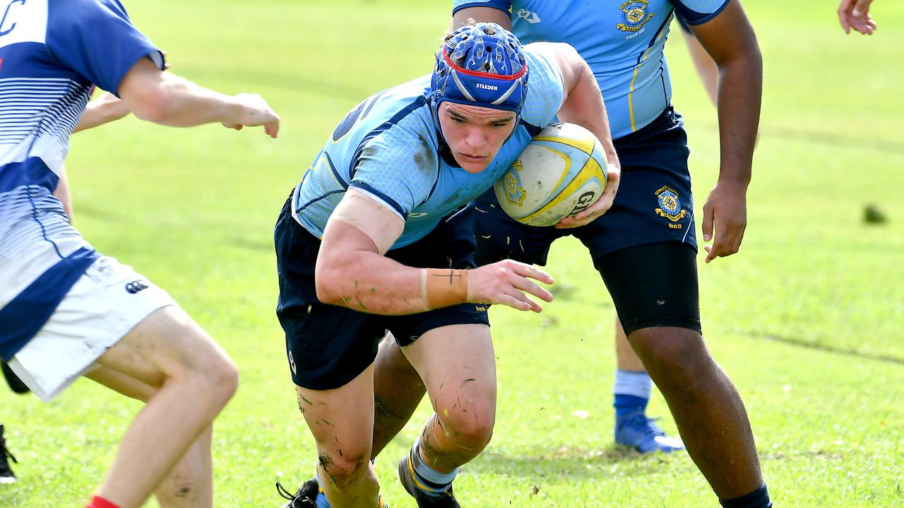 St Columban's College player Jake Lederhose TAS First XV rugby match between St Columban's College and Cannon Hill Anglican College. Saturday April 23, 2022. Picture, John Gass