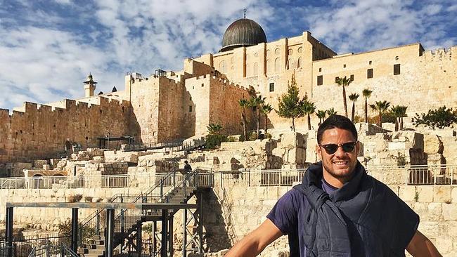 Instagram image posted by Jarryd Hayne of him in Jerusalem posted December 10, 2017.