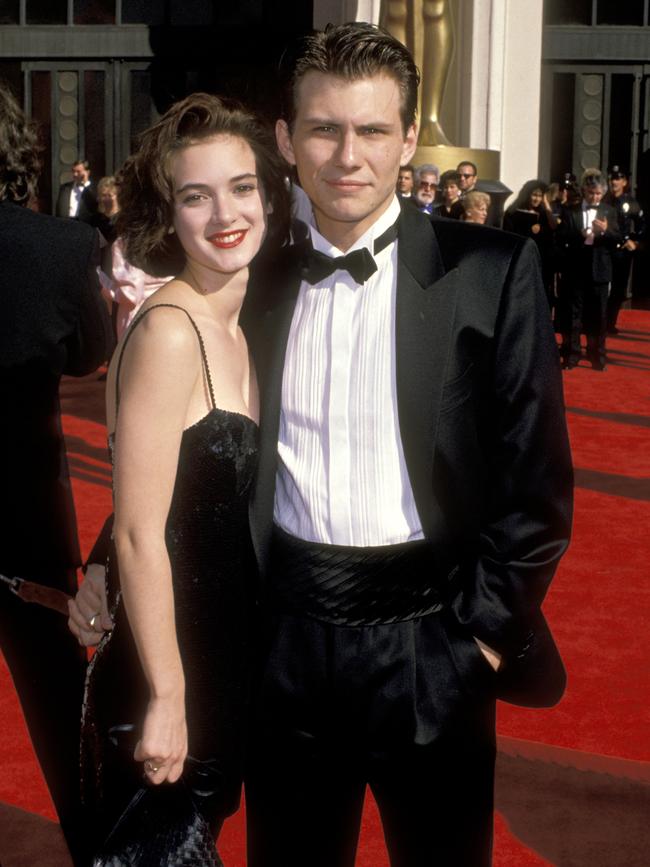 Winona Ryder and Christian Slater at the Oscars in 1989. Picture: Getty
