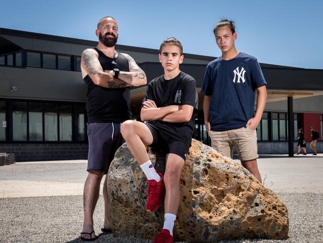 Anthony Ferrari and his son Xavier, 14, and fellow victim Ricky Tan, 17. Picture: Jake Nowakowski