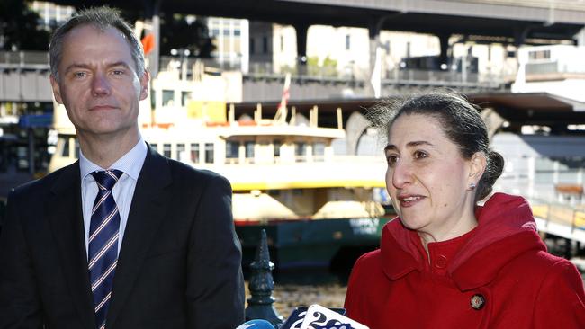 Steffen Faurby with Gladys Berejiklian when he was head of Sydney Ferries. Photo: Mitch Cameron