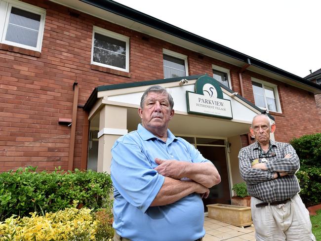 Former Parkview retirement home residents Richard Best and Stephen Baume at Waitara in January. Picture: AAP IMAGE/Troy Snook