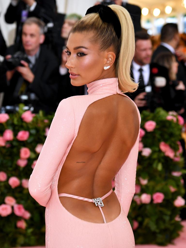 Hailey Bieber rocked this look in 2019. Picture: Dimitrios Kambouris/Getty Images for The Met Museum/Vogue