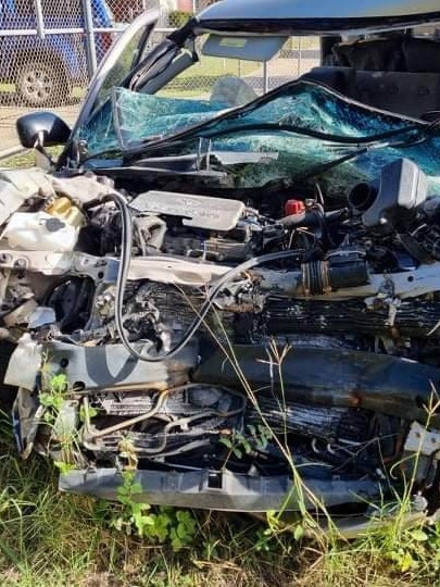 The wreckage of the Bishop family’s car which was hit by drug driver Andrew Stewart Casey. Maryanne and Jessyica Bishop died as a result of the 2021 crash.