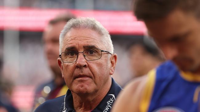 Lions head coach Chris Fagan is seen after the Lions were defeated by the Magpies during the 2023 AFL Grand Final match between Collingwood Magpies and Brisbane Lions at Melbourne Cricket Ground, on September 30, 2023, in Melbourne, Australia. (Photo by Robert Cianflone/AFL Photos/via Getty Images)