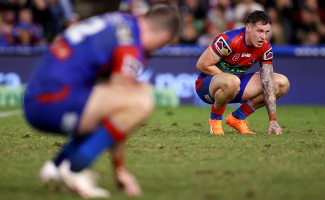 Kurt Mann after Newcastle’s heartbreaking loss. Picture: Getty