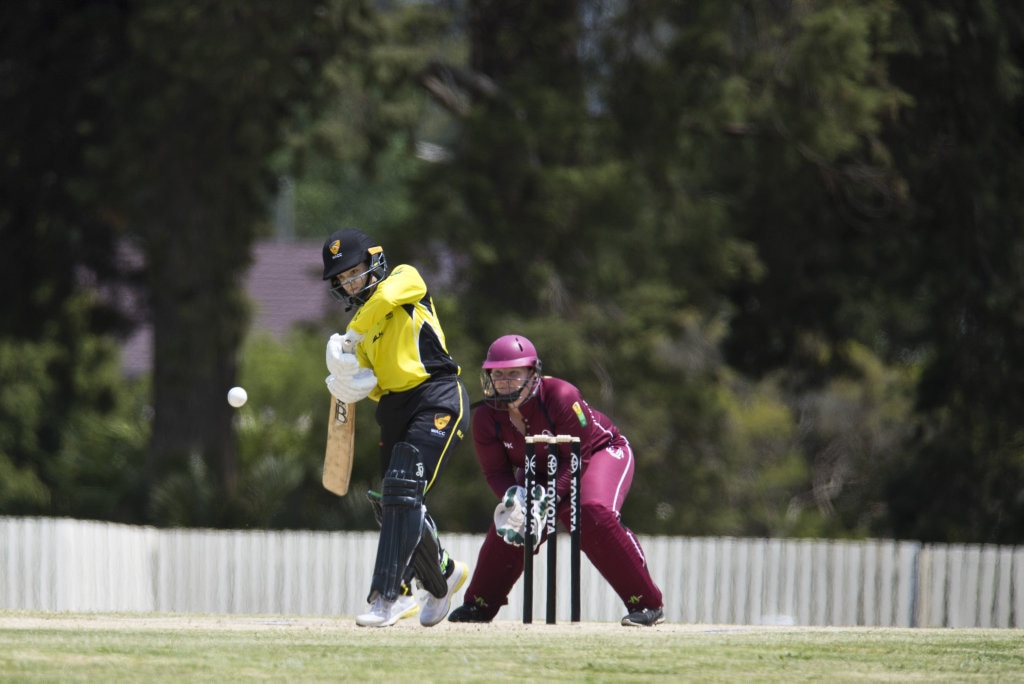 Meg Thompson bats for Western Australia against Queensland in Australian Country Cricket Championships women's division round four at Heritage Oval, Tuesday, January 7, 2020. Picture: Kevin Farmer