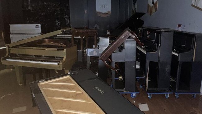 Damage inside Australian Piano Warehouse.