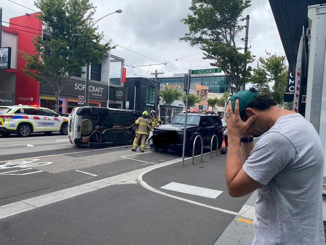 Lewis at the scene of the crash. Picture: Jacqui Felgate