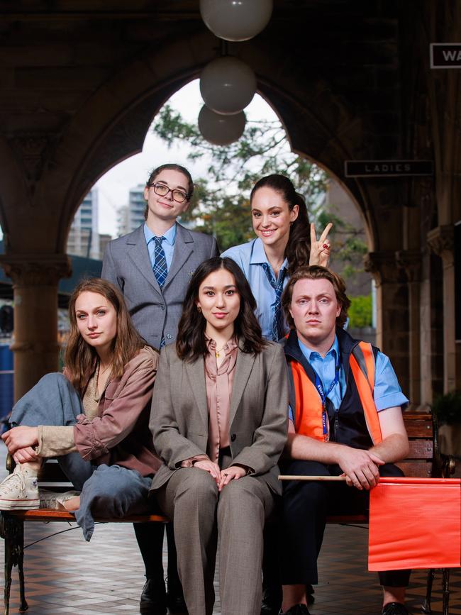 Actors Sophie Mohler, Elizabeth Harper, Anastasia Gall, Eden Shifroni, and Michael Kaufmann bring the opera to life at Mortuary Station, which has been widely untouched since the late 80s. Picture: Justin Lloyd.