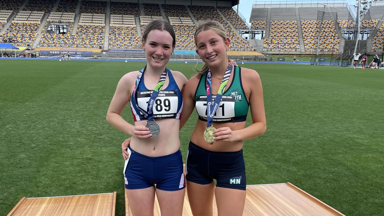 Isabelle Jude and Ginger Cox after their race. Cox set a new record.