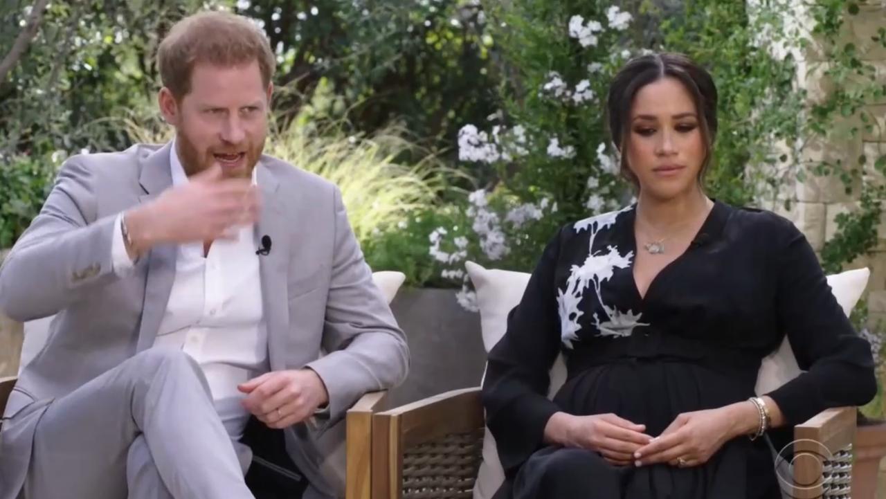 Harry and Meghan exposed their grievances with the palace during their explosive Oprah Winfrey interview. Picture: Supplied