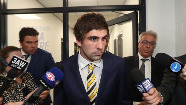 07/08/2018  West Coast player Andrew Gaff at the AFL Tribunal for punching Fremantle player Andrew Brayshaw. Picture : David Geraghty / The Australian.