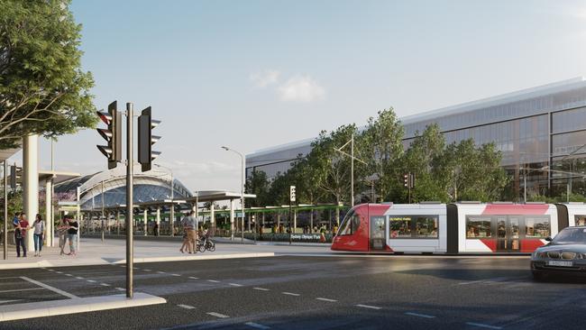 A concept design for Parramatta light rail stage two at Sydney Olympic Park.