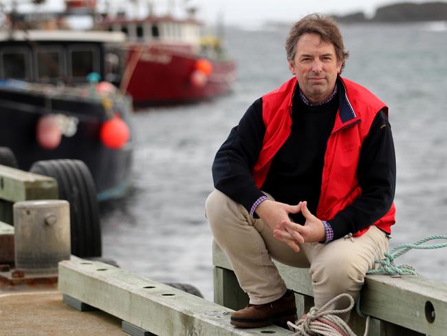 21/06/2018 King Island Mayor Duncan McFie at the King Island Marina. He is more supportive of the propposed fish farms for the island and  is copping flak for secret talks with the salmon company. Picture : David Geraghty / The Australian.