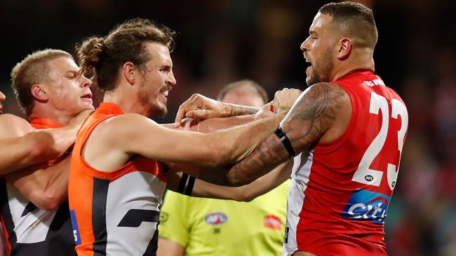 There is no love lost between Phil Davis and Lance Franklin. Picture: Getty Images