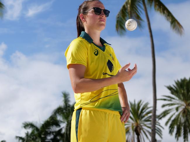 South Australian bowler Megan Schutt took a wicket with her first ball as part of the Austrlaian Women’s Cricket Team’s big win over the West Indies in Antigua. Picture: cricket.com.au