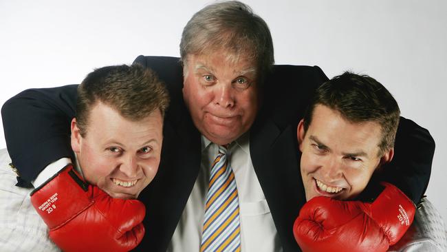 Herald Sun reporters Glenn McFarlane and Jon Ralph with Scot Palmer.