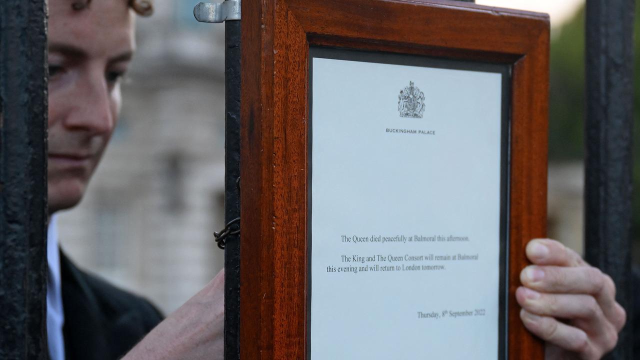 The official notice of her death. Picture: Daniel Leal/AFP