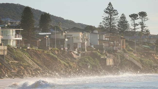 Wamberal beach where a number of homes have been evacuated after large waves undermined their foundations over the last week. Picture: John Grainger