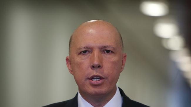 Home Affairs Minister Peter Dutton at Parliament House in Canberra.