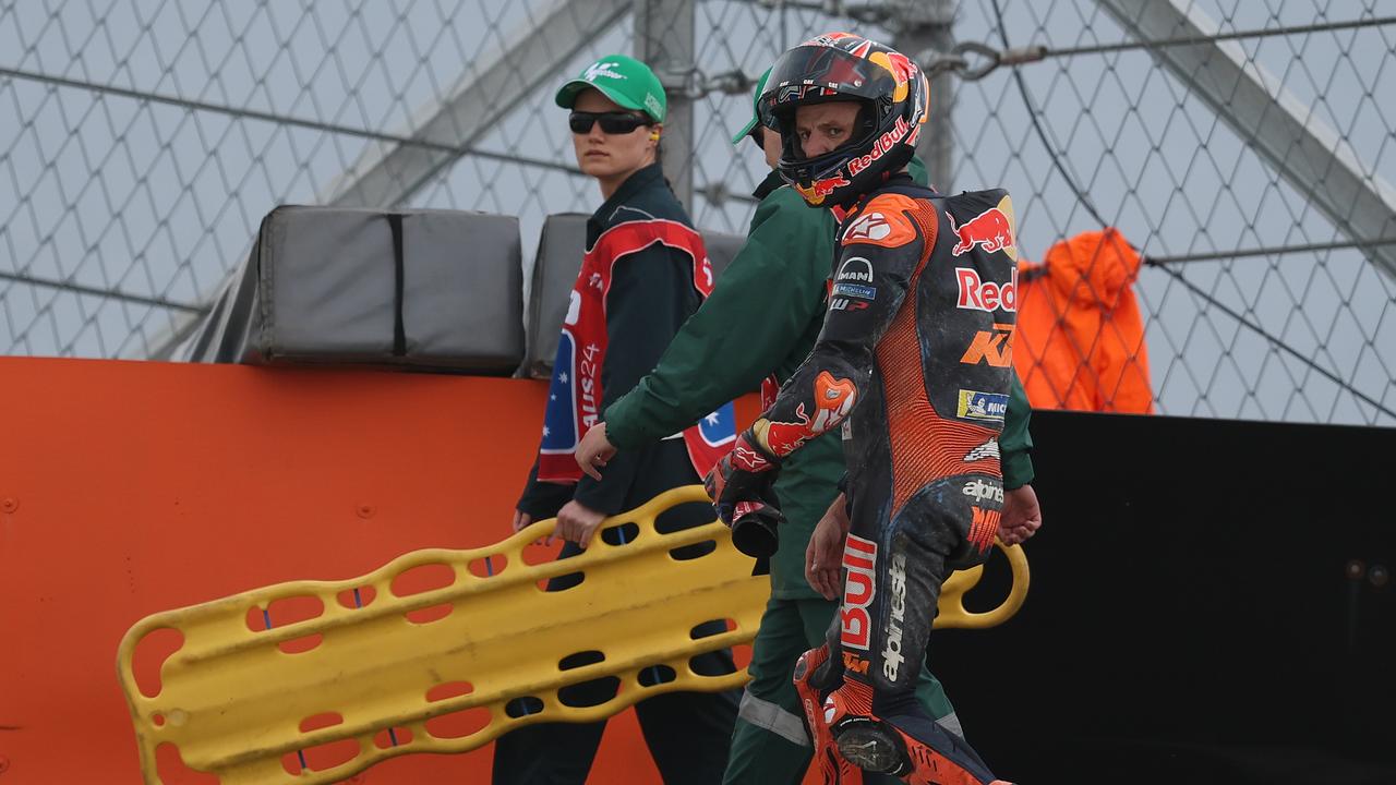 PHILLIP ISLAND, AUSTRALIA - OCTOBER 18: Jack Miller of Australia and the #43 Red Bull KTM Factory Racing is seen after he crashed during practice ahead of the MotoGP of Australia, at Phillip Island Grand Prix Circuit on October 18, 2024 in Phillip Island, Australia. (Photo by Robert Cianflone/Getty Images)